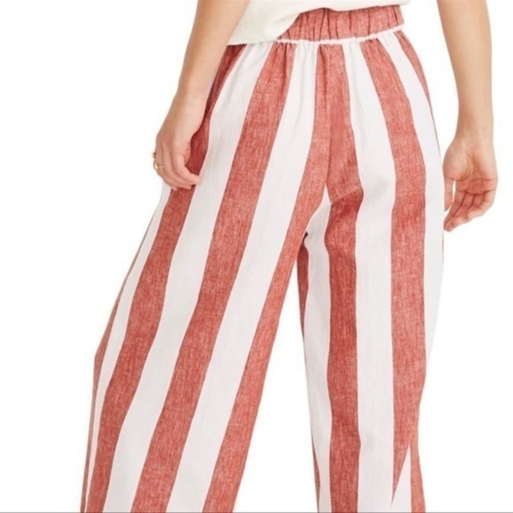 Madewell Red and White Striped Wide-Leg Pants
